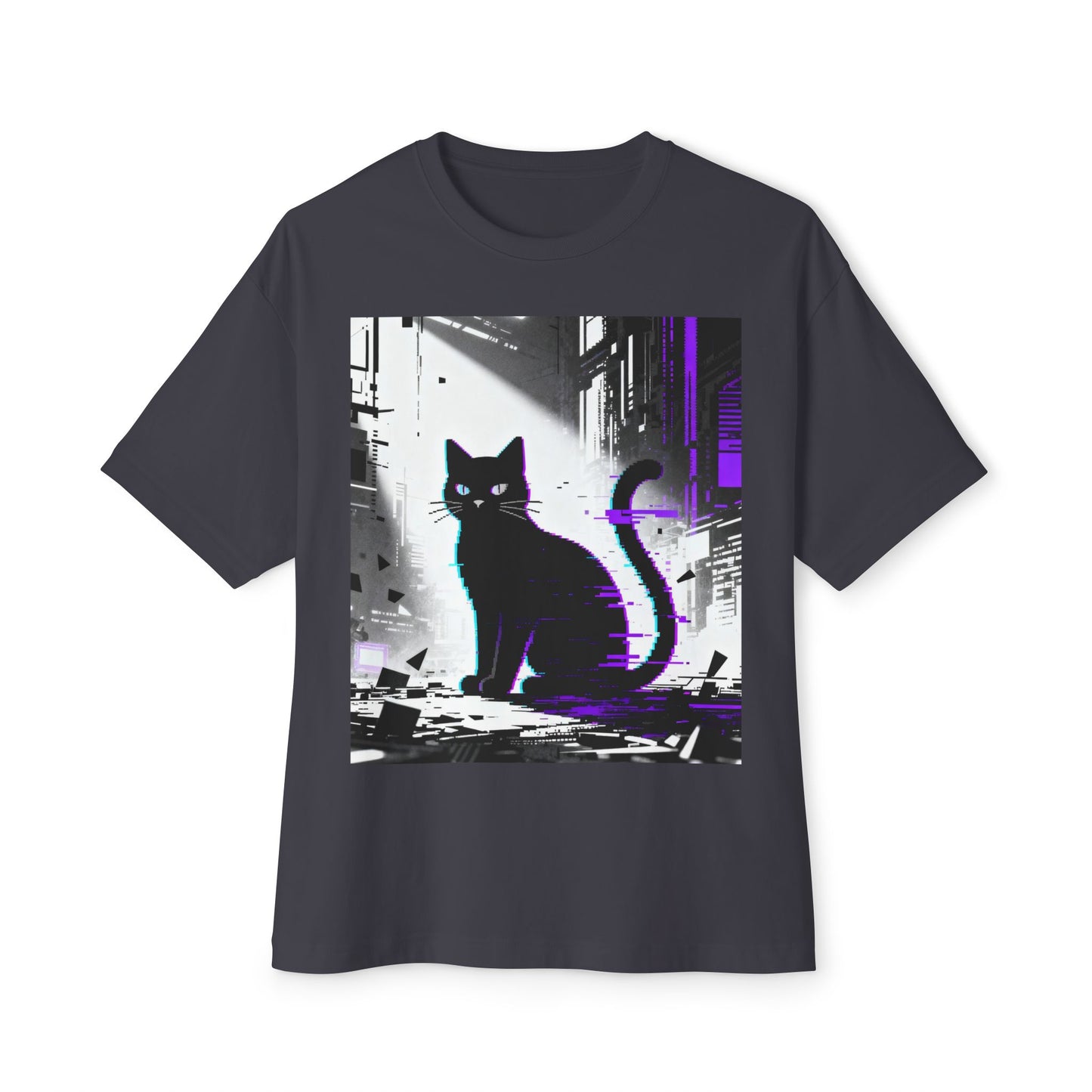 Cyberpunk Black Cat Tee — Retro Vaporwave Aesthetic Graphic T-Shirt