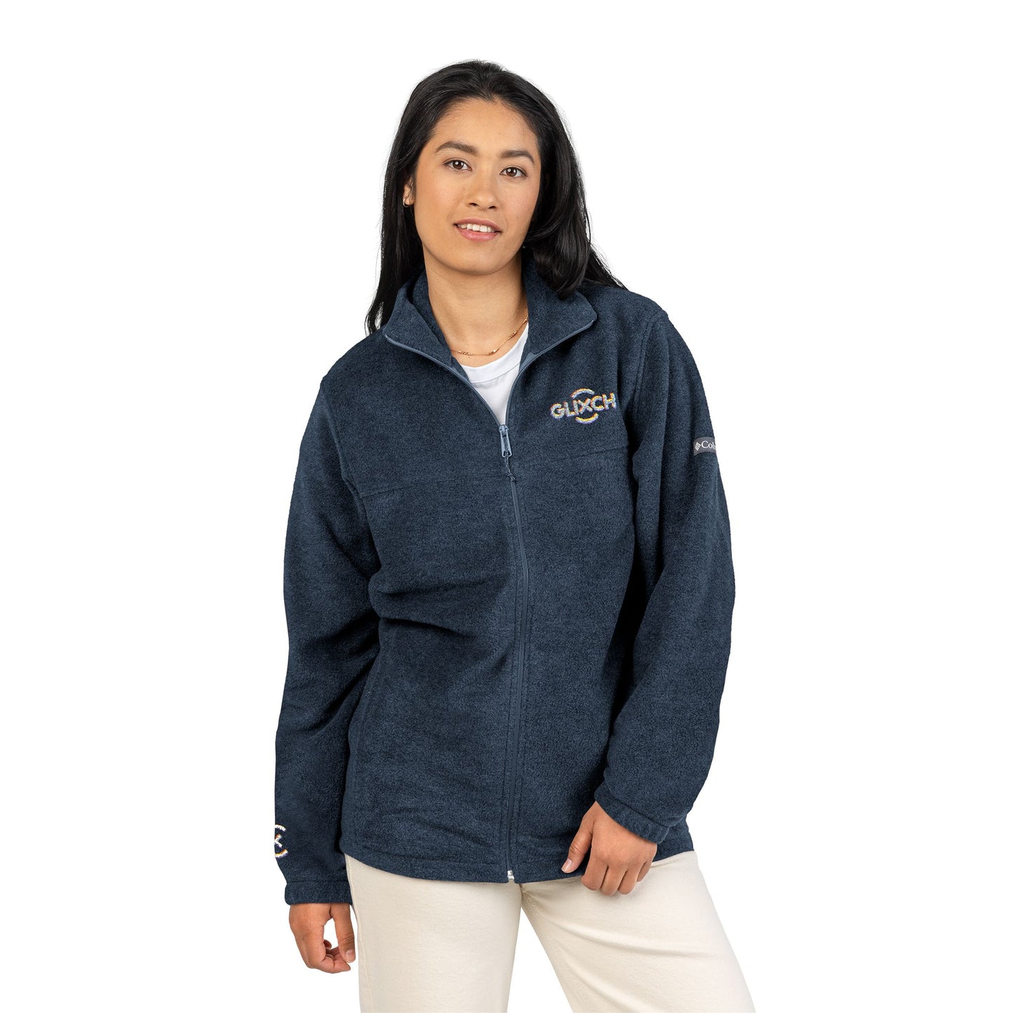 Embroidered Columbia Fleece Jacket – Cozy Outdoor Zip-Up with Logo