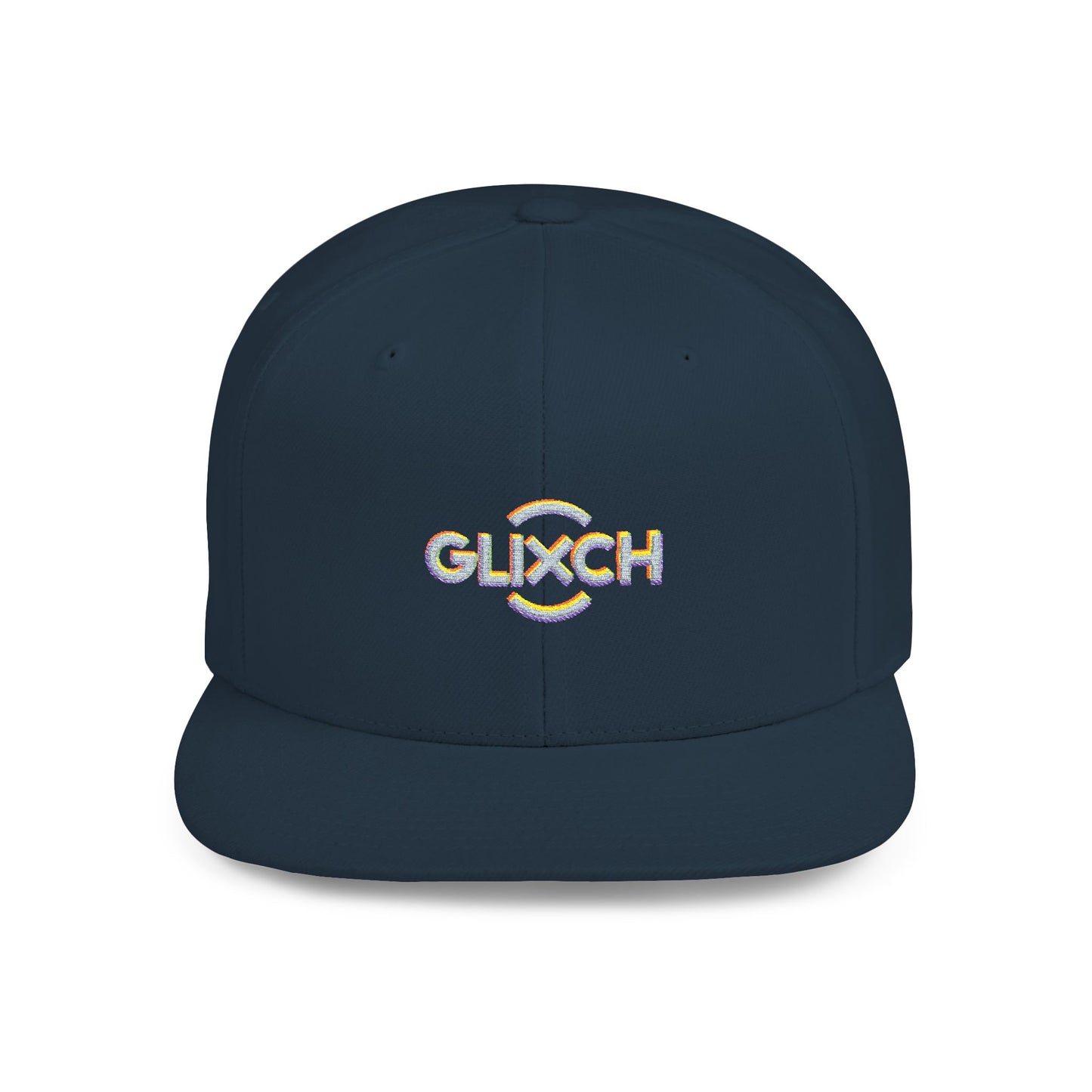 Snapback Hat — 'Glitch' Colorful Pixel Logo Flat-Bill Cap