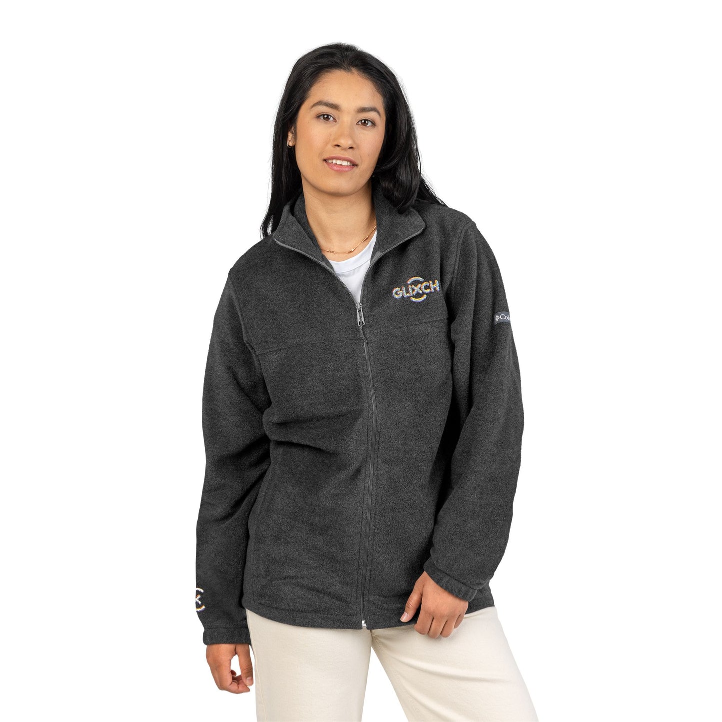 Embroidered Columbia Fleece Jacket – Cozy Outdoor Zip-Up with Logo