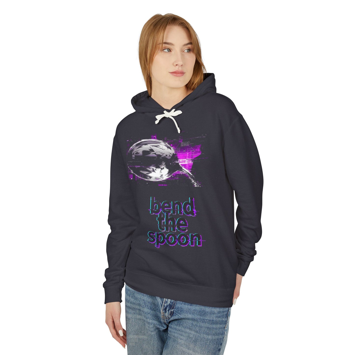 Bend the Spoon Hoodie — Retro Cyberpunk Spoon Graphic Sweatshirt