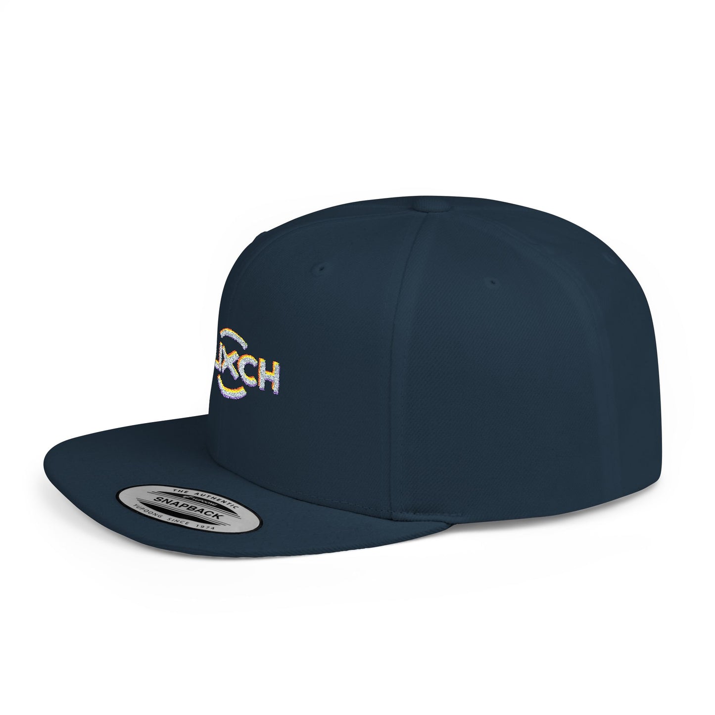 Snapback Hat — 'Glitch' Colorful Pixel Logo Flat-Bill Cap