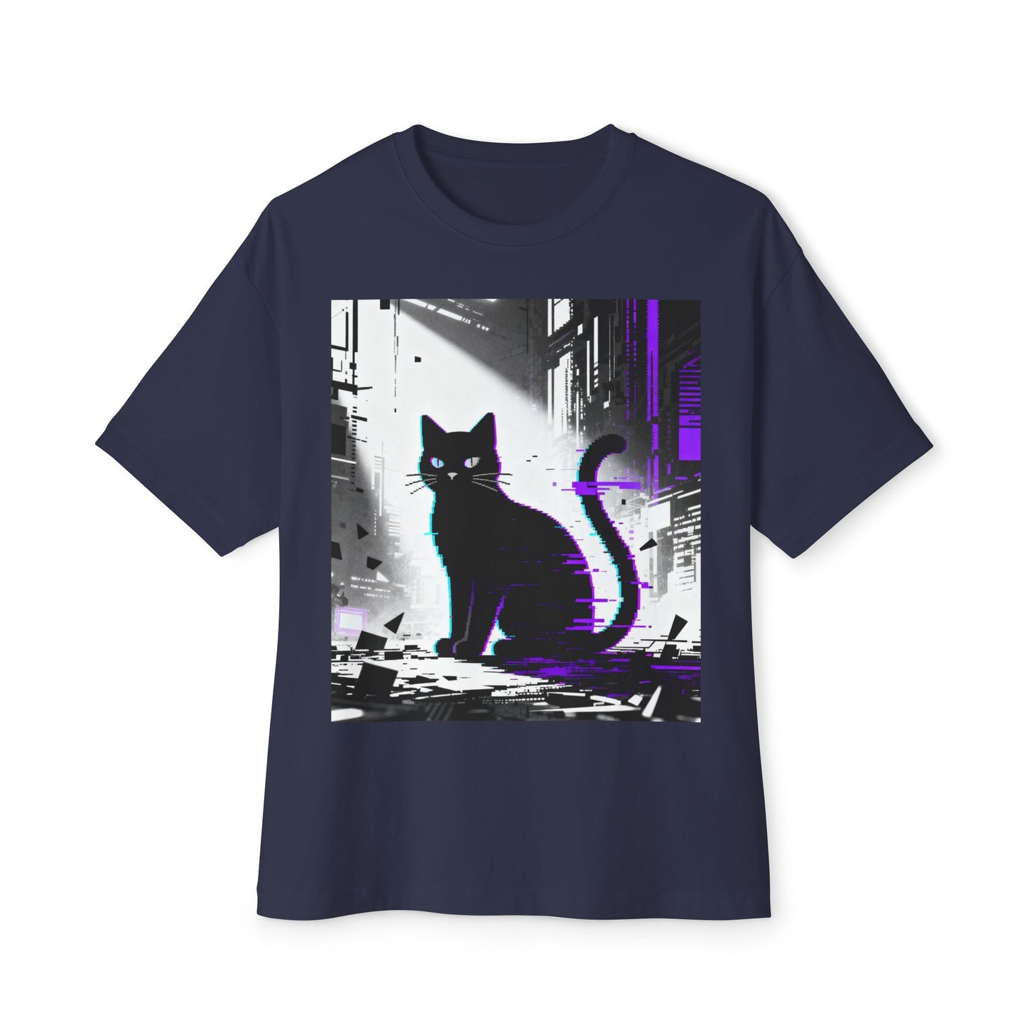 Cyberpunk Black Cat Tee — Retro Vaporwave Aesthetic Graphic T-Shirt